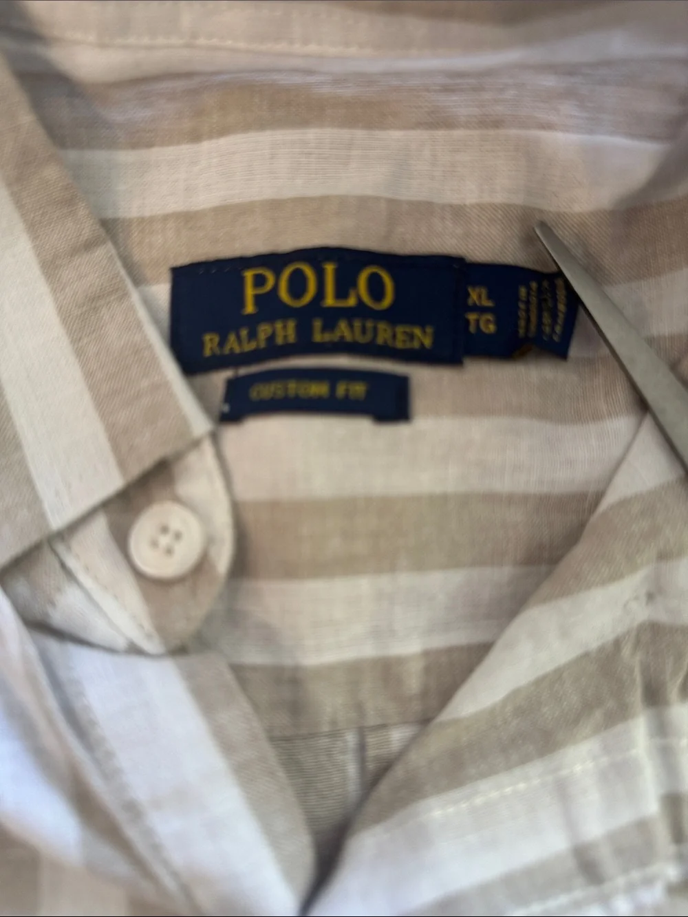 Polo by Ralph Lauren Men’s Vertical Stripe Linen Button-Down Shirt - White & Tan